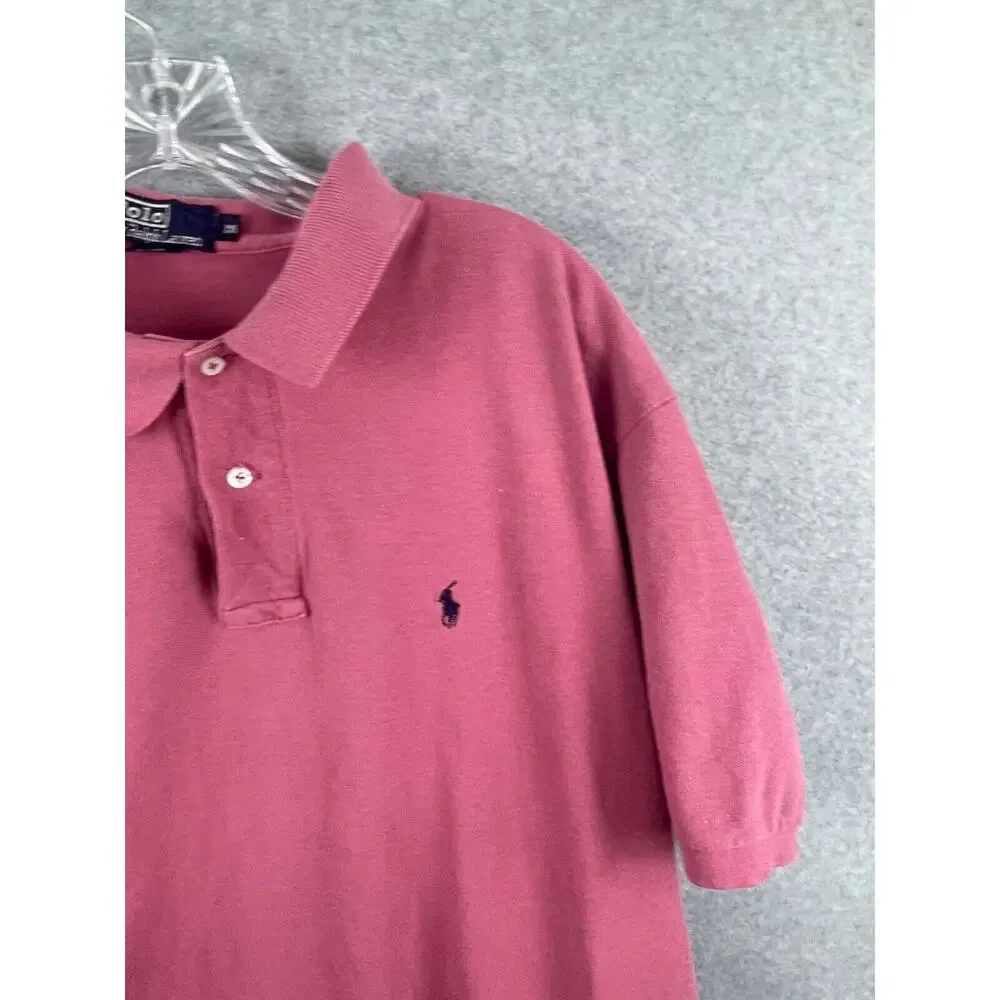 VTG Ralph Lauren Polo Shirt Men's 2XL Purple Plum Short Sleeve Made‎ in USA